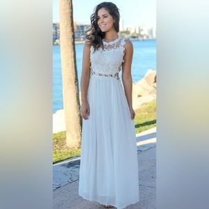 NWOT Ivory Lace Top Maxi Dress - Medium/Ivory by SAVED BY THE DRESS